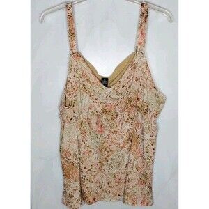 Women’s Plus Size 3X Babydoll Tank Top Lined Stretch Boho Abstract Wide Strap